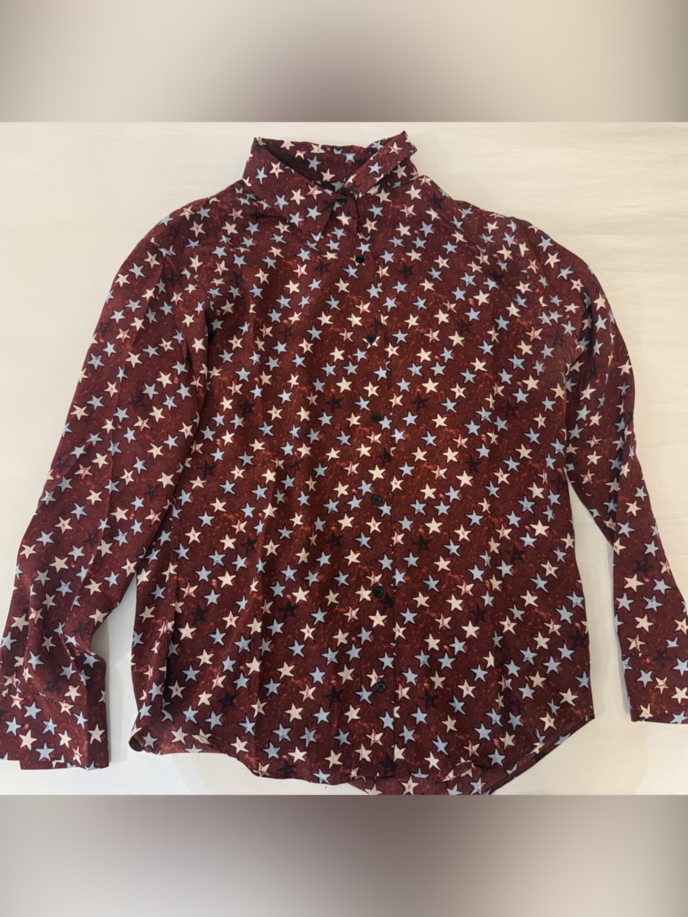 Sandro Burgundy Star-Print Shirt with White Stars